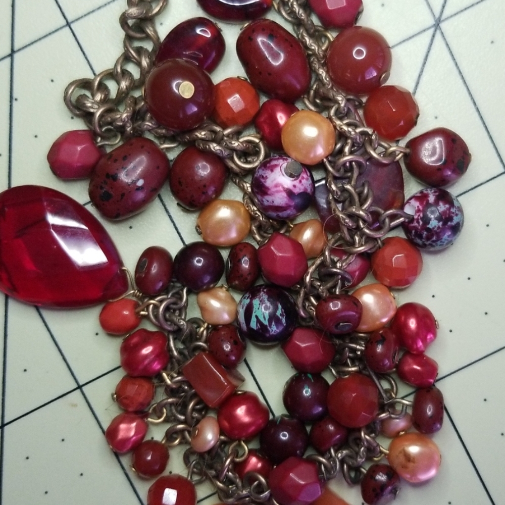 💋CHICO'S Glass Beaded Necklace Trendy BOHO Style